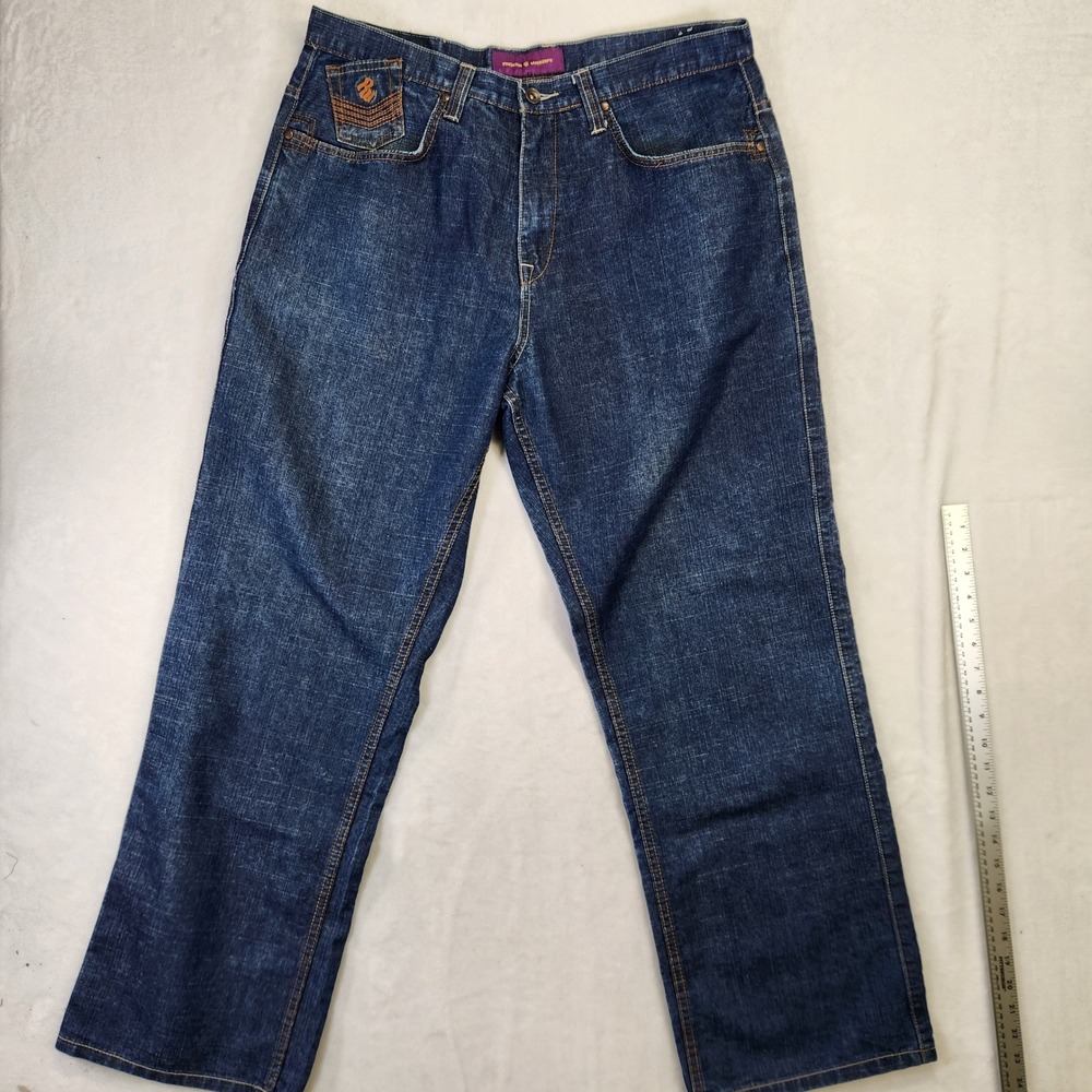 Rocawear Mens‎ Vintage Y2K Dark Wash Embroidered Straight Leg Jeans Size 38